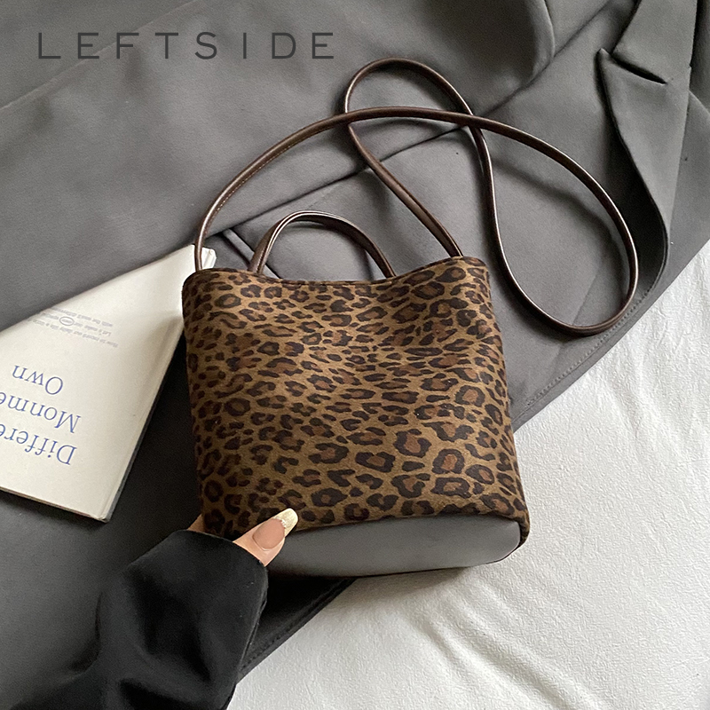 Luxury Bags On Sale - LEFTSIDE Design PU suede Leopard Shoulder
