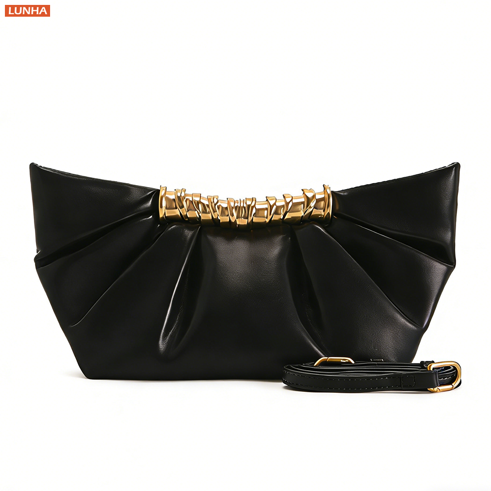 Luxury Bags Vegan Leather - Women Luxury Design Party Clutch Ruched