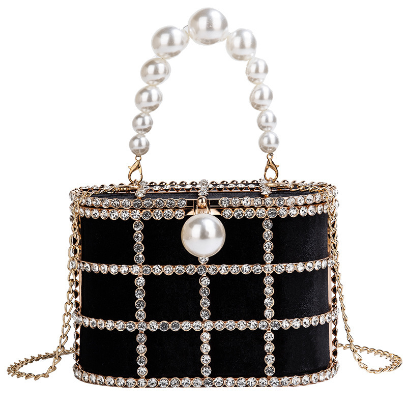 Luxury Bags On Sale - Luxury Diamond Metal Bucket Pearl Handle