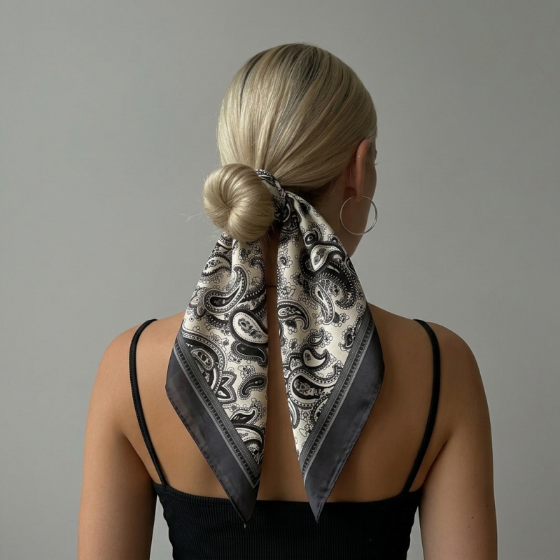 Luxury Bags Supplier - Luxury Satin Square Scarf Paisley Print