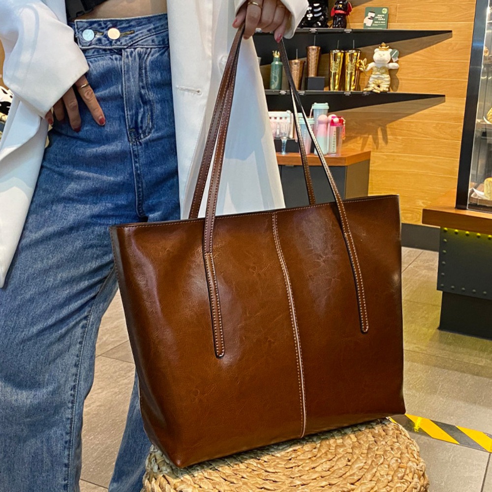 Oil Wax Cowhide Tote Bag Women - Luxury Bags Vintage ulasan dan harga