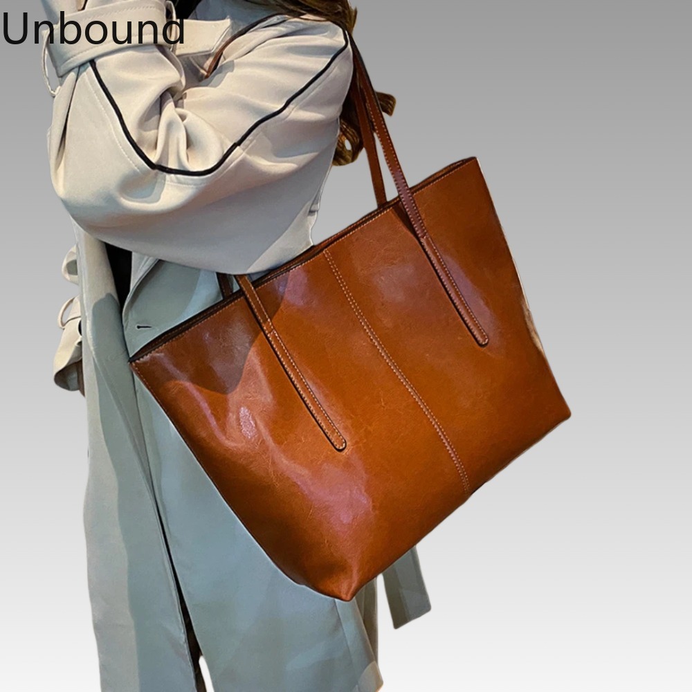 Oil Wax Cowhide Tote Bag Women - Luxury Bags Vintage ulasan dan harga