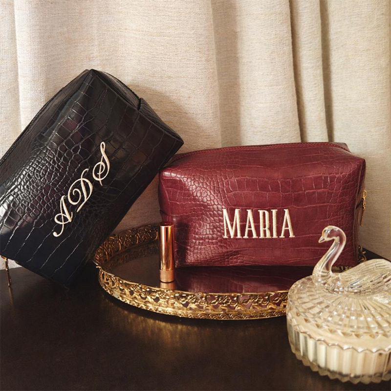 Embroidered Croc Makeup Bag Pe - Luxury Bags Vegan Leather ulasan dan harga