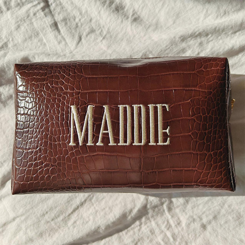 Embroidered Croc Makeup Bag Pe - Luxury Bags Vegan Leather ulasan dan harga